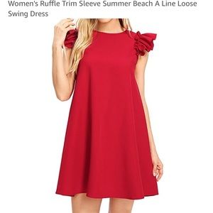 Romwe red baby doll dress w ruffle short sleeve
